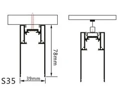 Bikuva.lt Paviršinis magnetinės sistemos bėgelis OPTONICA, juodas, 1.5m