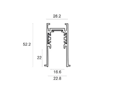 Paviršinis magnetinės sistemos VIOKEF MAGNETIC bėgelis, juodas, 48V, 1m, su dangteliu ir užbaigimais, 02/0201-1