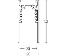 Paviršinis magnetinės sistemos ZAMBELIS bėgelis, baltas, 48V, 1m, 2082W-1