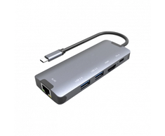 Šakotuvas (HUB) 5 IN 1, sidabro sp.,1xHDMI / 2xUSB 3.0 / 1xLAN / 1xPD