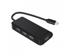Šakotuvas (HUB), juodas, 4xUSB-C 3.0
