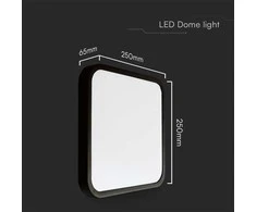 Sieninis šviestuvas V-tac 18W LED paviršinis šviestuvas, kvadratinis, juodu korpusu, 3000K, IP44