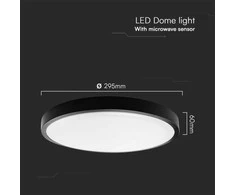 Sieninis šviestuvas V-tac 18W LED paviršinis šviestuvas, juodu korpusu, 4000K, IP44, su judesio davikliu