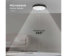 V-tac 18W LED paviršinis šviestuvas, juodu korpusu, 4000K, IP44, su judesio davikliu