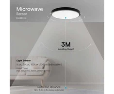 Sieninis šviestuvas Bikuvalt 24W LED paviršinis šviestuvas, juodu korpusu, 4000K, IP44, su judesio davikliu