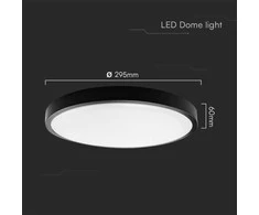 Sieninis šviestuvas V-tac 24W LED paviršinis šviestuvas, juodu korpusu, 4000K, IP44