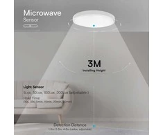 Lubinis šviestuvas V-tac 24W LED paviršinis šviestuvas, baltas, 3000K, IP44, su judesio davikliu