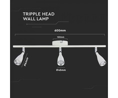 Sieninis šviestuvas V-tac 3x4,5W LED sieninis/paviršinis šviestuvas, baltas, 4000K