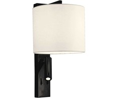 Sieninis šviestuvas MAYOR, E27, baltos/juodos sp., su 3W LED skaitymo lempa, 4229500