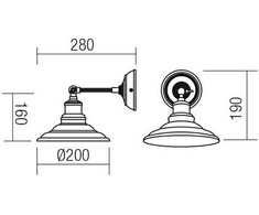 Sieninis šviestuvas SPINNER, E27, sendinto vario/juodas