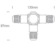 Sujungimo dėžutė, 3 polių, juoda, IP67, 0802A