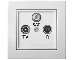 Televizijos lizdas (TV + R + SAT) EPSILON, galinis, be rėmelio, baltas
