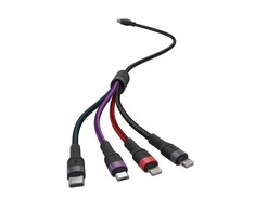 USB laidas, 4IN1, juodas, 1,2m