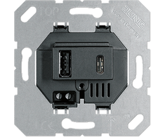 USB lizdas JUNG USB15CASW, juodas