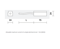 Užbaigimas su užmaitinimo galimybe, 150cm laidas, magnetinėms sistemoms SPECTRA LIGHTING INSIGHT, baltas