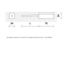 Užbaigimas su užmaitinimo galimybe, 60cm laidas, magnetinėms sistemoms SPECTRA LIGHTING INSIGHT, baltas