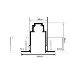 Užglaistomas magnetinės sistemos bėgelis OPTONICA, juodas, 2m, R35