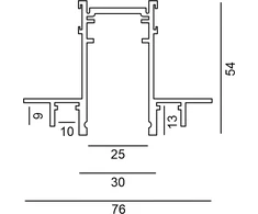Užglaistomas magnetinės sistemos IN_LINE bėgelis, 48V, juodas, 2m, 4x