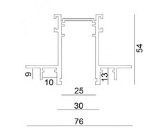 Užglaistomas magnetinės sistemos IN_LINE bėgelis, 48V, juodas, 2m