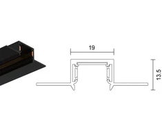 Bikuva.lt Užglaistomas magnetinės sistemos VIOKEF SLIM MAGNETIC bėgelis, juodas, 48V, 2m, su dangteliu ir užbaigimais, 02/0502-2