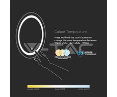 Sieninis šviestuvas V-tac Veidrodis su 8W LED apšvietimu, chromo sp., 3000-6400K, su 17W šildytuvu (nuo rasojimo)