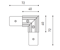 Vienos plokštumos magnetinių bėgelių kampinis sujungimas TRACK 48V SURFACE SHORT, 72mm