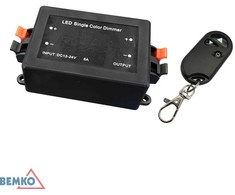 Vienspalvių LED juostų valdiklis RF 2.4G DC 12-24V 8A, su nuotolinio valdymo galimybe