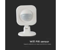 V-tac WIFI PIR judesio daviklis, juodas, suderinamas su AMAZON ALEXA ir GOOGLE HOME
