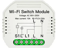 Wifi valdiklis, 2.4GHz, skirtas įjungimo/išjungimo ir laikmačio funkcijoms, vienkrypčiai jungikliai, 230V, maks. 10A