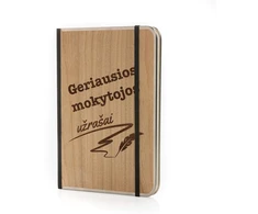 A5 formato užrašų knygelė mediniu viršeliu "Geriausios mokytojos užrašai"