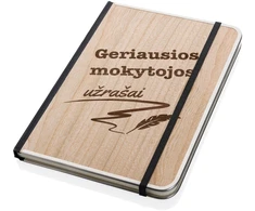 A5 formato užrašų knygelė mediniu viršeliu "Geriausios mokytojos užrašai"