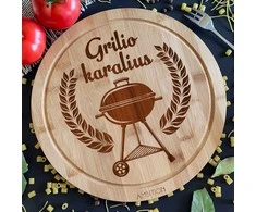 Apvali bambukinė pjaustymo lentelė "Grilio karalius"