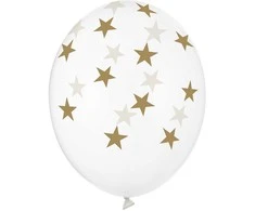 Party Deco Balionai "Permatomos žvaigždutės" (6vnt)