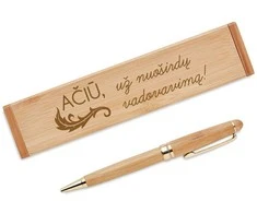 Bambukinis rašiklis dėžutėje "AČIŪ, už nuoširdų vadovavimą"