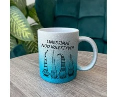 Blizgus puodelis "Linkėjimai nuo kolektyvo"