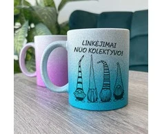Blizgus puodelis "Linkėjimai nuo kolektyvo"
