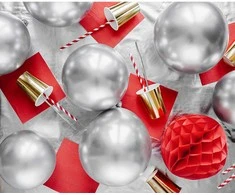 PartyDeco Blizgūs sidabriniai balionai (10vnt)