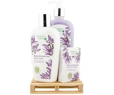 Bohemia Gifts Kosmetikos dovanų rinkinys "Lavender SPA" (skystas muilas 300ml + kūno pienelis 250ml + muilas 100g)