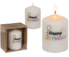 Cilindrinė žvakė "Happy Birthday"