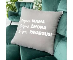 Dekoratyvinė pagalvėlė "Super mama apibūdinimas"