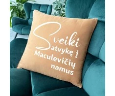 Dekoratyvinė pagalvėlė "Sveiki atvykę" su Jūsų pasirinkta pavarde