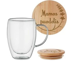 Dvigubo stiklo puodelis "Mamos puodelis" 350ml