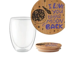 Dvigubo stiklo puodelis "To the moon and back", 350ml
