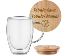 Dvigubo stiklo puodelis "Tobula kava, tobulai mamai" 350ml