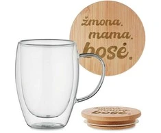 Dvigubo stiklo puodelis "Žmona. Mama. Bosė." 350ml