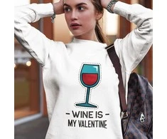 Džemperis "Wine is my Valentine" (be kapišono)