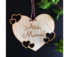 Graviruota medinė lentelė "Ačiū, mama!"