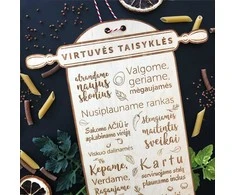 Graviruota medinė lentelė "Virtuvės taisyklės"