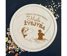 Graviruota medinė pjaustymo lentelė "Meilė ir žvejyba"