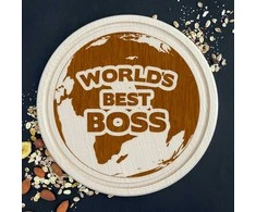 Graviruota medinė pjaustymo lentelė "WORLD'S BEST BOSS"